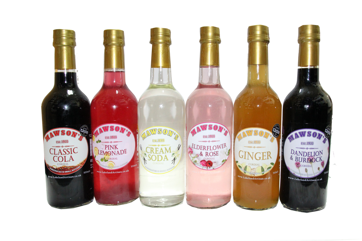 Mawson's Summer Cordials 6 x 500ml Glass Bottle Lakeland Artisan